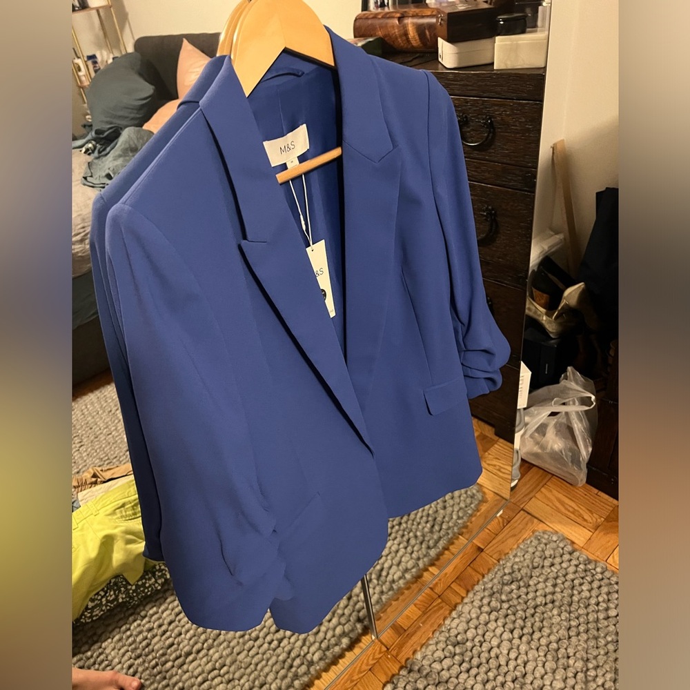 Marks & Spencer ultramarine blue blazer size USA 6 (UK 10) with quarter sleeve
